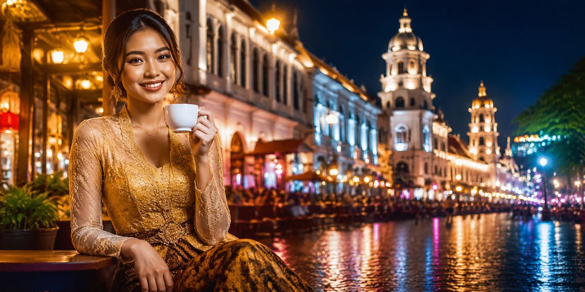 Suasana santai di kedai kopi sambil menikmati informasi bonus VIP dan promosi platform online